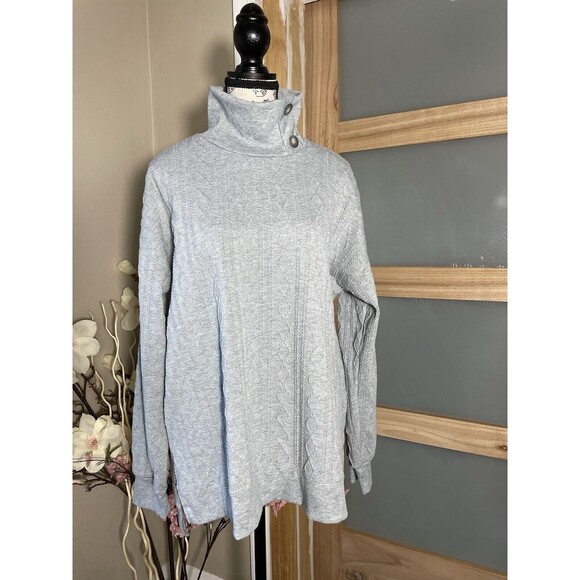 French Laundry Sweaters - French Laundry Cowl Neck Pullover Sweater Womens Medium Knit Asym Button Cabin